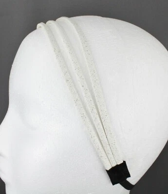 Белая тонкая узкая тройная повязка на голову из искусственной кожи с 3 нитями узкие полосы для волос - Изображение 1 из 4