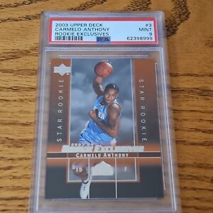 PSA 2003 Upper Deck Carmelo Anthony Rookie Exclusive #3 Mint RC