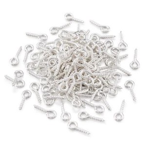 200pcs Silver Iron Screw Eye Pin Bail Peg For Half Drilled Beads Crafting 10x4mm - Picture 1 of 9
