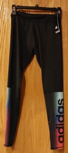 NWT Girls Adidas Linear Logo Climalite Tights size 14 Large Black - 3235 - Picture 1 of 5