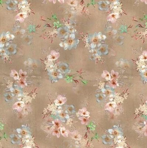 Cotton Lawn Digital Print Fabric Material BEIGE C8299 - Picture 1 of 1