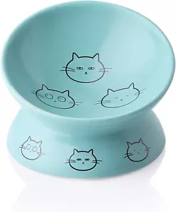 Sweejar Ceramic Raised Cat Bowls, Slanted Cat Dish Food or Water Bowls, Elevated - Picture 1 of 12