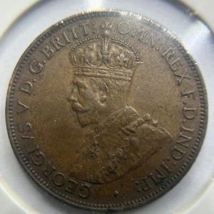 1930 Half Penny Coin - Extremely Fine Verdigris - George V Predecimal Australia - Bild 1 von 2