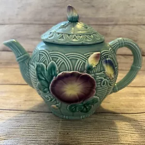 Teiera Fiore Vintage 1989 Haldon Gruppo Farfalla Gloria Mattina Maiolica Turchese - Foto 1 di 9