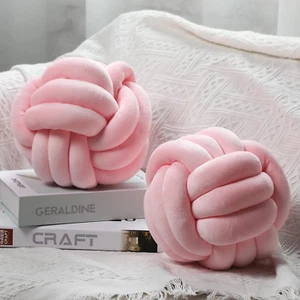 2 Pieces Knot Ball Pillows round Plush Aesthetic Cushion Pillows Soft Stress Rel - Picture 1 of 6