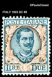 ITALY 1923 SC 89 KING VICTOR EMMANUEL III 2.0l DK GRN & ORG MHR OG FINE - Picture 1 of 2