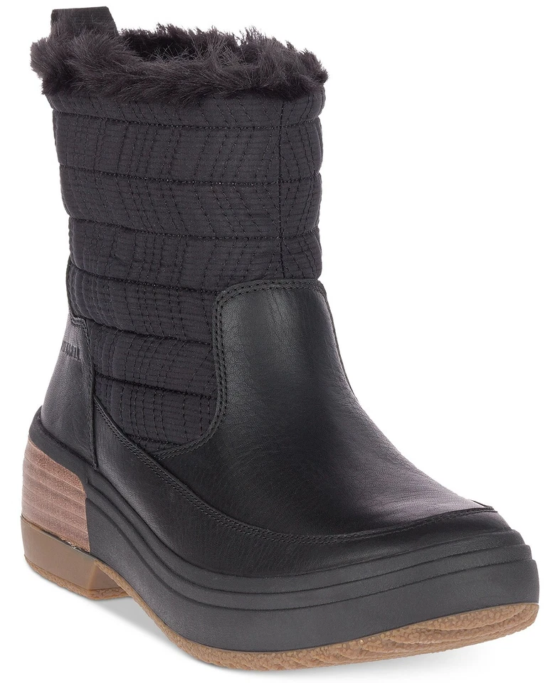 Merrell Haven Bluff Polar Snow BOOTS Black Leather Women Sz 8.5m Waterproof