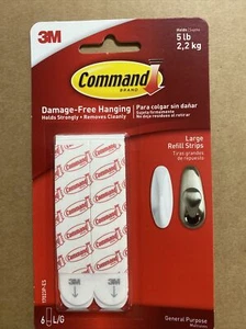 3M Command LARGE REFILL STRIPS 5lb Damage-Free Hanging LOT OF 10 - Picture 1 of 3