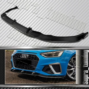 Real Carbon Fiber Front Bumper Spoiler Lip For 2020 - 2022 Audi A4 S4 S-Line - Picture 1 of 6