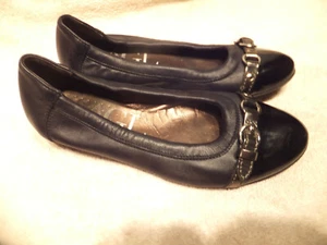 Attilio Giusti Leombruni AGL Black Leather/ Patent Cap Toe Ballet Flats Sz 37M/B - Picture 1 of 2