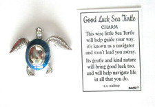 L2 Cobalt blue Good Luck Sea Turtle Pocket charm figurine Ganz miniature er49305
