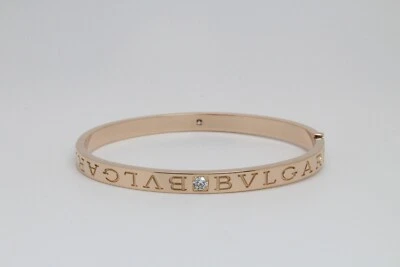 Женский браслет Bvlgari из розового золота 18 карат с двумя бриллиантами размер средний - Изображение 1 из 4