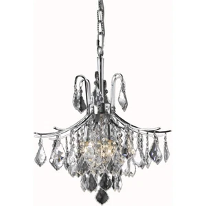 Crystal Pendant Chandelier Light Fixture Chrome Living or Dining Room Foyer 16" - Picture 1 of 2