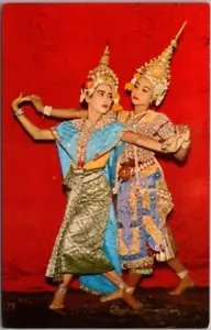 Postal de felicitación vintage de los años 60 de BANGKOK, Tailandia "La danza clásica" sin usar - Imagen 1 de 2