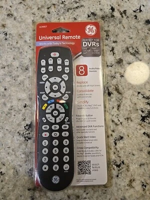 GE Universal Remote Control Black #24927  8 Device Programable TV, DVR, CABLE - Image 1 of 4