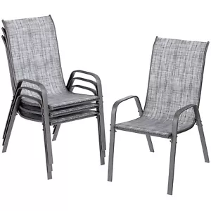 Set of 4 Garden Chair Stacking Chair Balcony Chair Lounge Chair Metal up to 150 kg - Picture 1 of 31