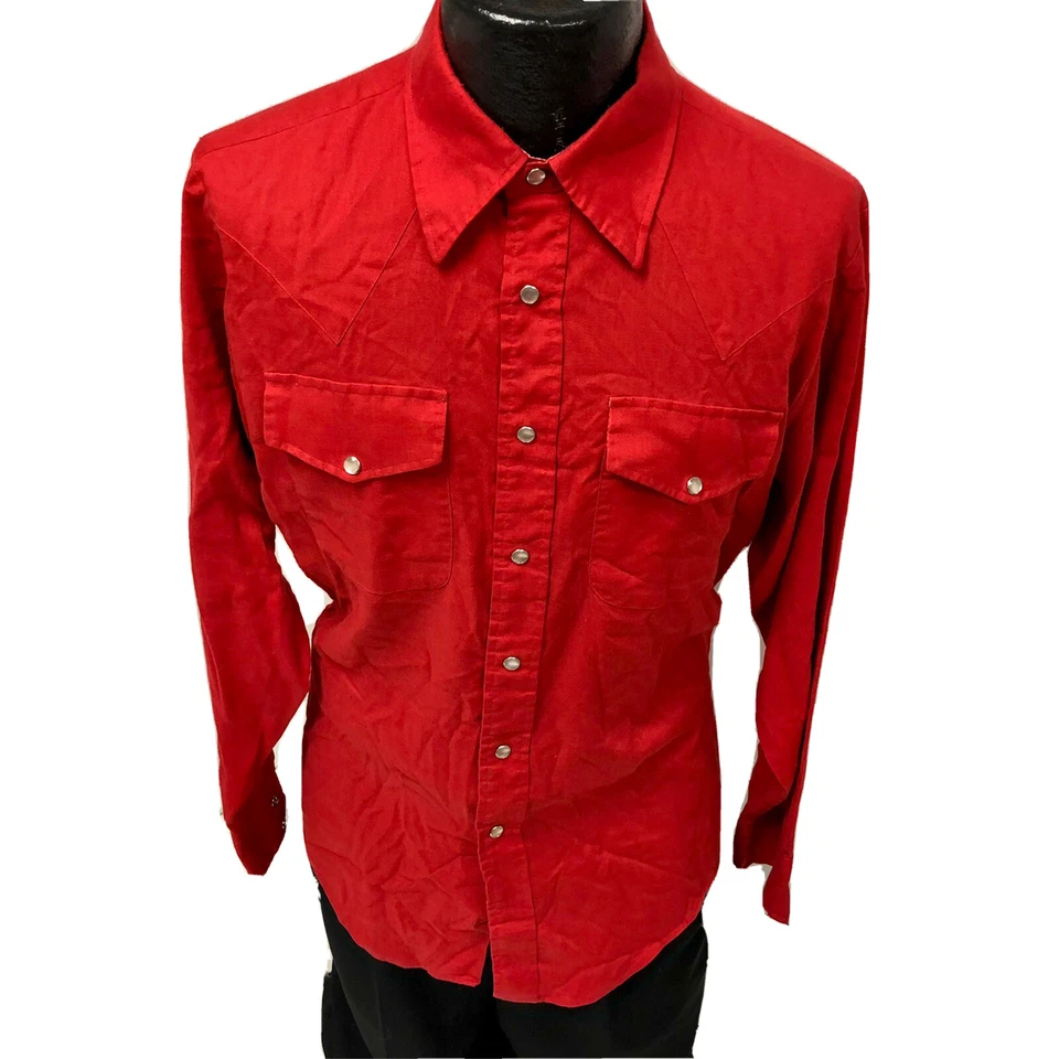 Camisa De Colección Años 70 Baskin ROJA Vaquero Western Pearl Snap Rockabilly GABARDINE L Foto 1 de 4