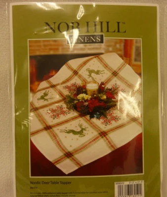 NOB HILL LINENS NORDIC DEER TABLE TOPPER COUNTED CROSS STITCH KIT 31.5 X 31.5" - Image 1 of 4