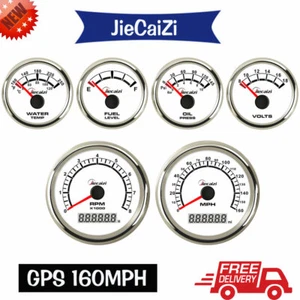 6 gauge set with sender 160mph gps speedo tachometer oil temp fuel volt blue led - Foto 1 di 4