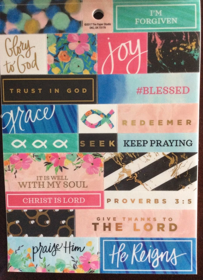 Religious Blessed Grace Glory to God Verse Phrase Foiled Scrapbook Stickers - Image 1 of 1