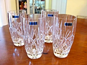 'MARQUIS BY WATERFORD' 4 BROOKSIDE BLOWN GLASS HIGHBALL WATER TEA TUMBLERS MINT - Picture 1 of 7