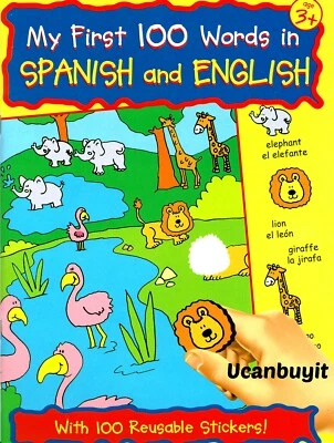 MY FIRST 100 WORDS SPANISH & ENGLISH Bilingual Activity Sticker Workbook Ages 3+ - Image 1 of 4