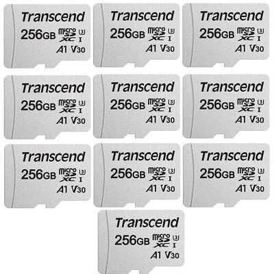 10x Transcend 256GB 300S UHS-I microSDXC Memory Card with SD Adapter - Image 1 of 3