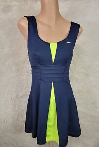 Robe de sport Nike femme Taille S Dri-Fit couleur bloc plissée tennis marine chaux L