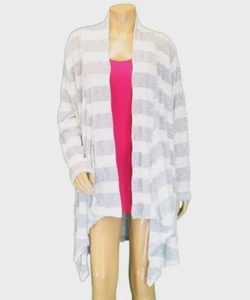 Nuevo cárdigan abierto para mujer talla grande gris blanco rayas talla 2X (hecho en EE. UU.) - Imagen 1 de 2