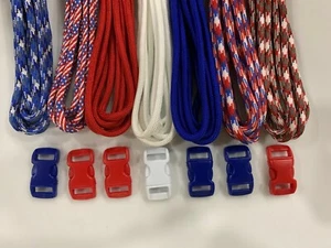550 Paracord Kits or Paracord Bundles Selection of colors with 3/8" buckles. USA - Picture 1 of 18