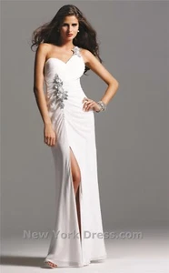 Neu Faviana 6550 langes Cranberry Elfenbein PROM formeller Festzug KLEID KLEID Gr. 6 8 - Bild 1 von 4