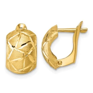 Aretes Omega Traseros Oro Amarillo 14k Pulido y Cepillado Corte Diamante - Imagen 1 de 3