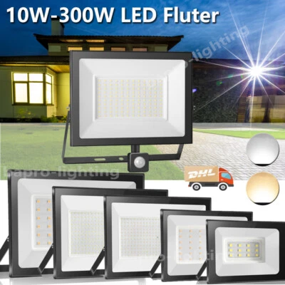 LED Fluter Außenlampe mit bewegungsmelder 10W 20W 30W 50W 100W 150W 200W 300W DE - Bild 1 von 4