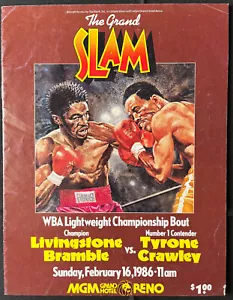 1986 LIVINGSTONE BRAMBLE vs TYRONE CRAWLEY Boxing Program LIGHTWEIGHT TITLE - Picture 1 of 6