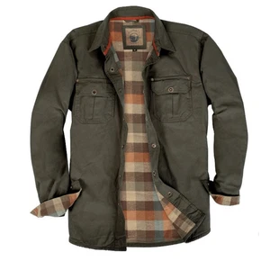 GIOBERTI Hemdjacke olivgrün 100% Baumwolle & weicher Twill mit Flanellfutter - XL - Bild 1 von 12