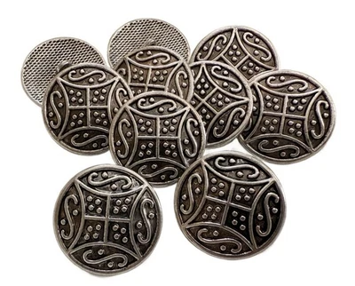 10PC Antiqued Silver Metal Buttons Shank Button 21mm - Image 1 of 3