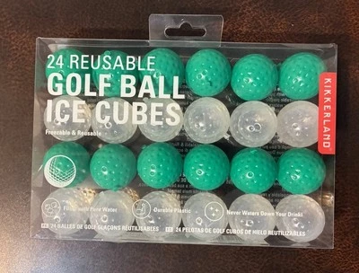 24 Reusable Golf Ball Ice Cubes Freezable Durable Plastic Filled w/ Pure Water - Image 1 of 2