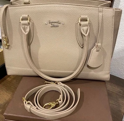 Bolsa de ombro de couro Samantha Vega marrom - Imagem 1 de 4