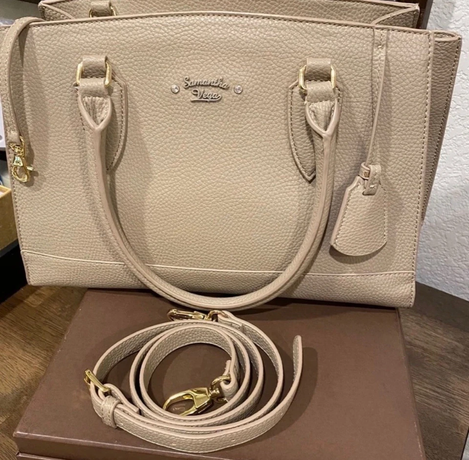 Samantha Vega Leather Shoulder Bag Tan - Image 1 of 4