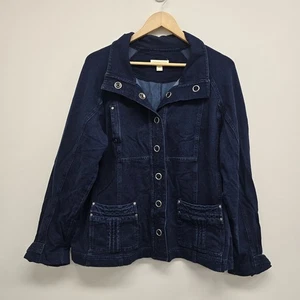 Coldwater Creek Ultra Stretch Denim Jacket Size L (14-16) Pockets Casual Comfort - Picture 1 of 9