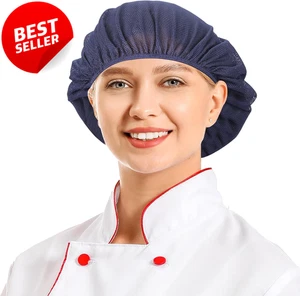 Paquete de 6 sombreros de chef cocina gorra de chef servicio de alimentos redes para el cabello ajustables reutilizables - Imagen 1 de 12