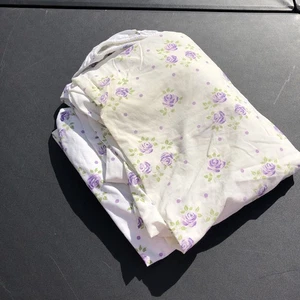 Cannon Muslin Double Fitted Sheet White w Purple Roses 100% Cotton Vintage Full - Picture 1 of 14