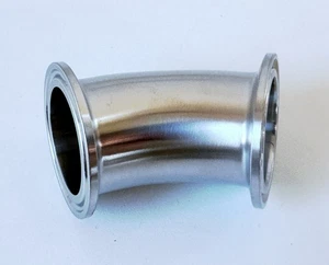 1-1/2" Tri Clamp 45° Elbow Sanitary 304 Stainless Steel Pipe Fitting 1.5" - Picture 1 of 5