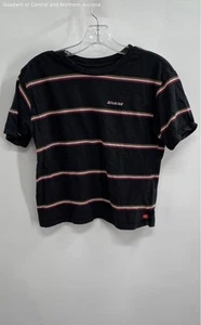 Dickies Black Striped Short Sleeve Crew Neck Pullover Cropped T-Shirt Size M - Picture 1 of 3