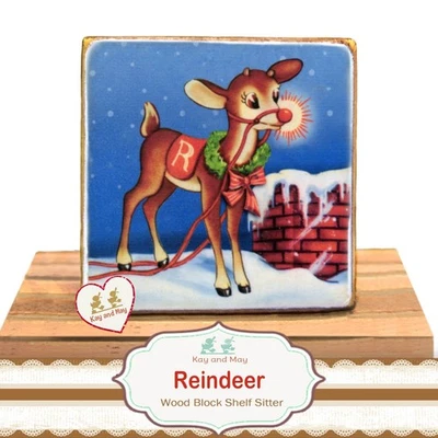 Retro Navidad Reno Vintage Imagen Estante Cuidador Bandeja en Niveles Decoración del Hogar WB-98 Foto 1 de 3