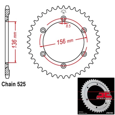 JT链轮钢制后链轮525间距42齿铃木DR650SE(1996-2018) — 第 1/2 张图片