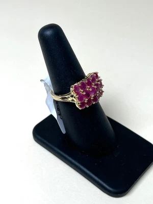 14k Yellow Gold Ruby Cluster Ring Size 7 - Image 1 of 4