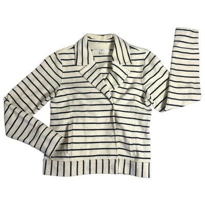 Ann Taylor LOFT Moto-Style Cream & Black Knit Striped Blazer Jacket XSP Petite - Image 1 of 4