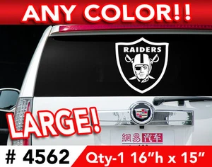 OAKLAND RAIDERS LARGE DECAL STICKER 16"h x 15"w ANY 1 COLOR - Picture 1 of 3
