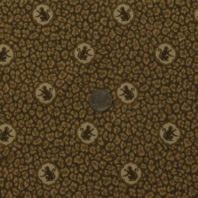 P KAUFMANN PEQUEÑO MONO MEDALLÓN LEOPARDO MARRÓN 100% ALGODÓN TELA POR YARDA 54"W Foto 1 de 4